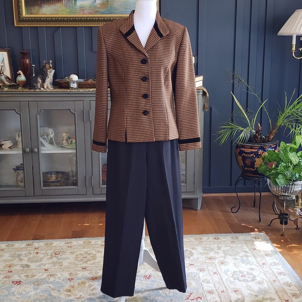 Vintage 90s Miss Dorby Houndstooth Pant Suit Sz 8